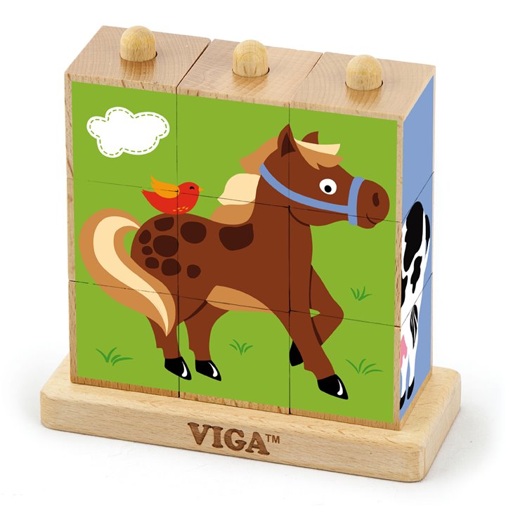 Stacking cube puzzle - farm animals - 9 pieces